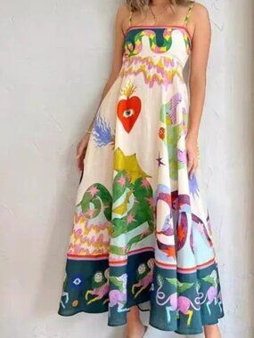 Multicolored Street Graffiti Cami Maxi Dress (PREMIUM)